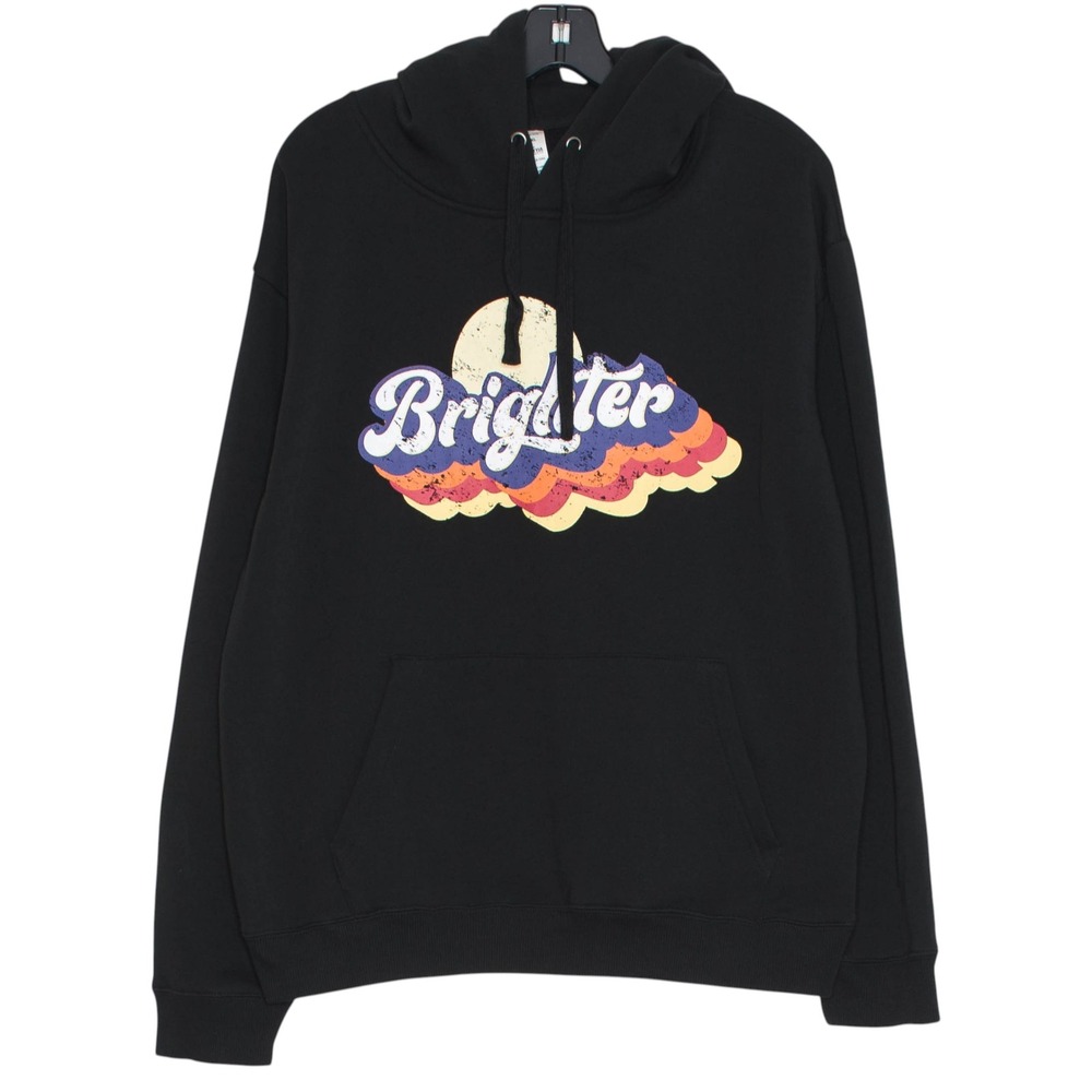NEW Zyia Graphic Hoodie Brighter Retro 70s Athleisure Casual Lounge Black XL
